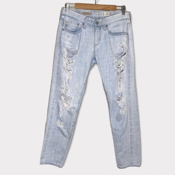 AG Adriano Goldschmied Light Wash Distressed The Nikki Crop Relaxed Jean Size 26 - Picture 2 of 11